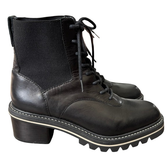 Bernardo Shoes - Bernardo Salerno‎ Leather Lace Up Boot Women's Sz 8.5 Black Combat Lug Sole